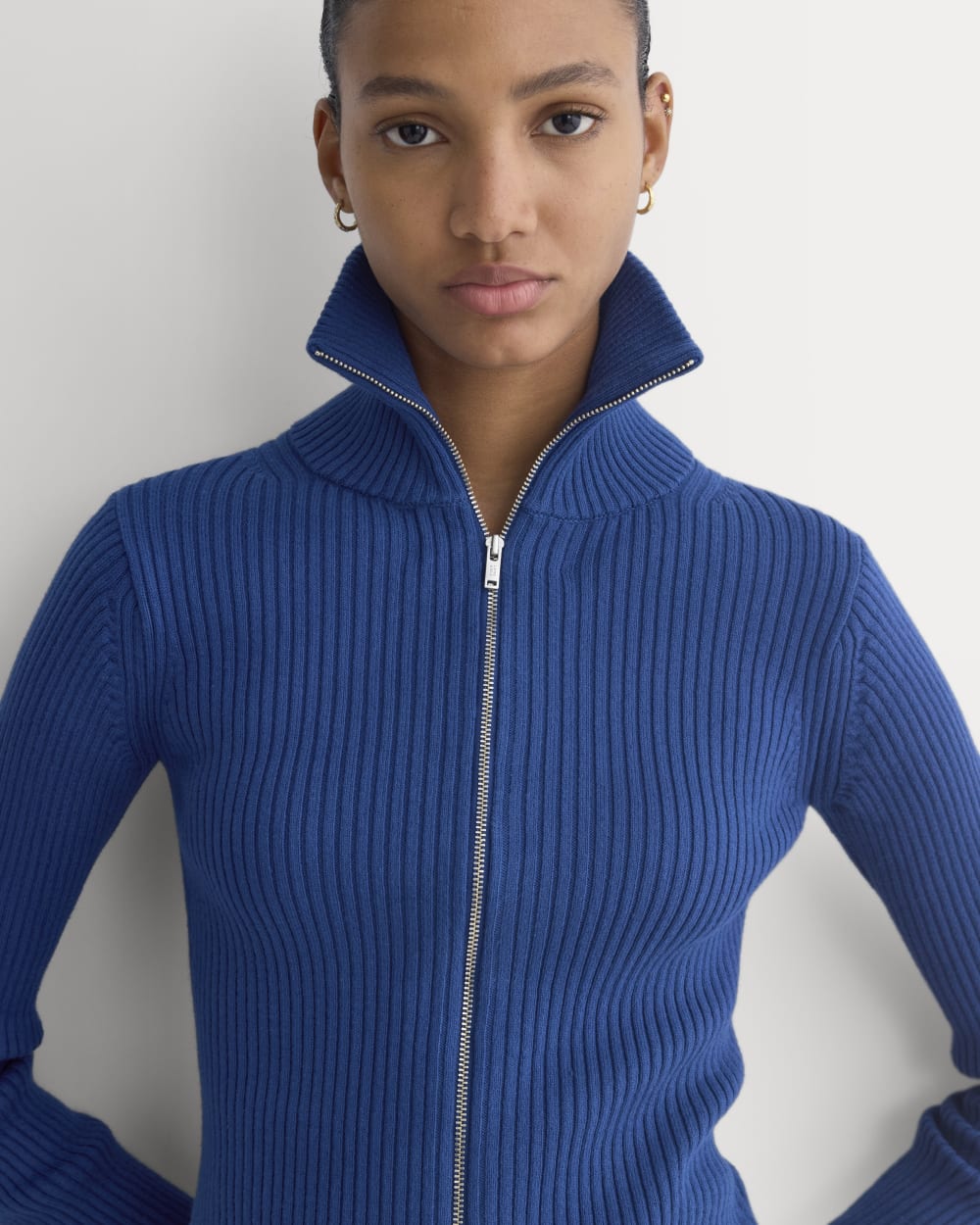 Full-Zip Ribbed Jacket in Everyday Cotton | Estate Blue - Image 4