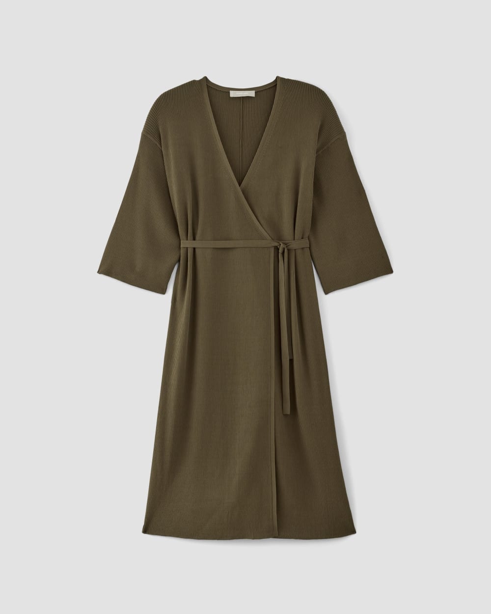 The Ribbed Wrap Midi Dress | Beech - Image 2