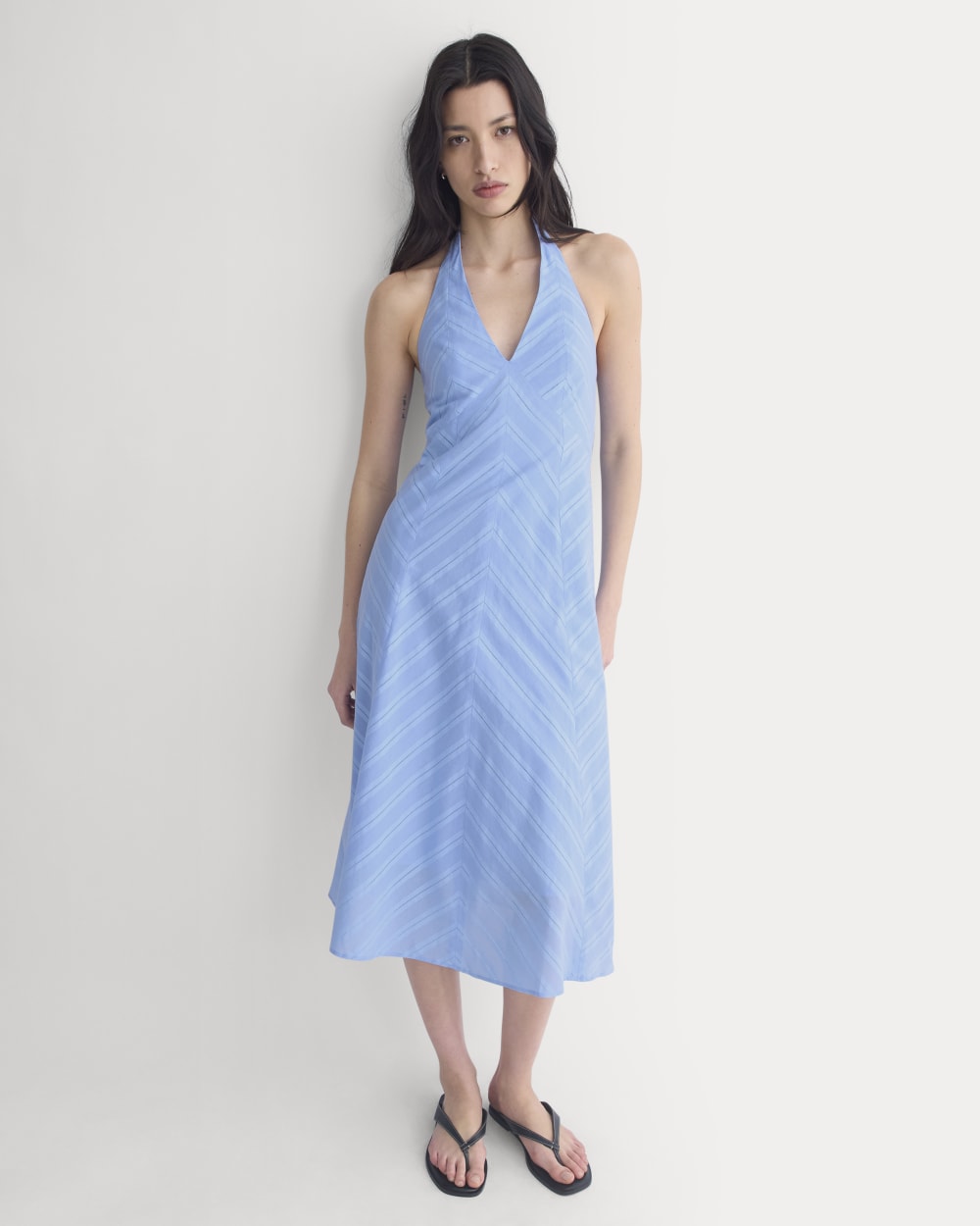 Textured Halter Midi Dress | Open Air Blue - Image 6