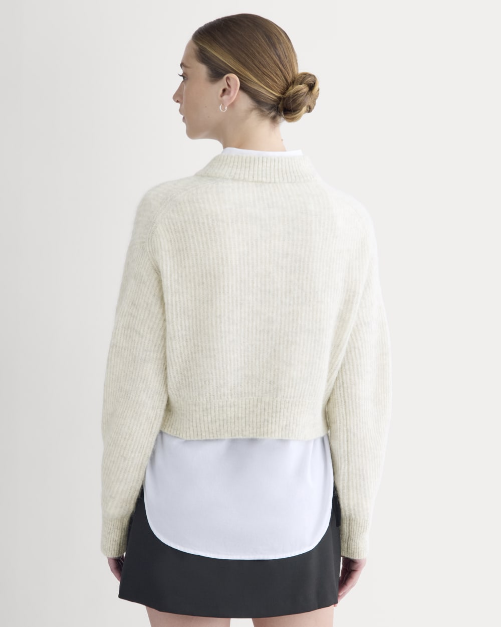 Cropped Cocoon Sweater in Alpaca | Almond - Image 7