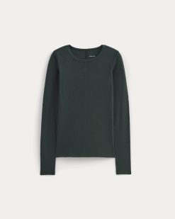Alternative view of The Luxe Rib Long-Sleeve Crew | Heathered Dark Sea