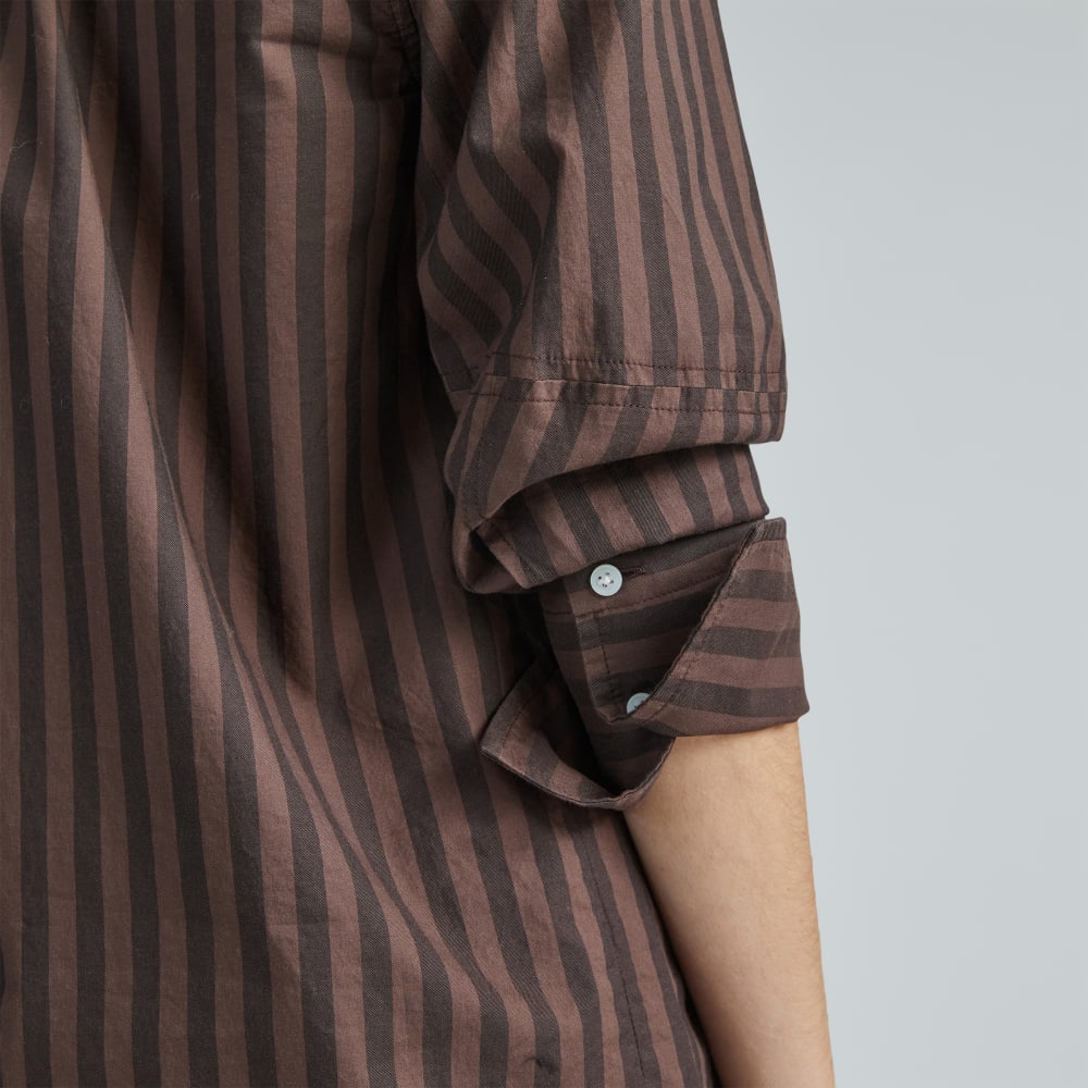 The Silky Cotton Balloon Sleeve Top | Chocolate Brown / Black - Image 5
