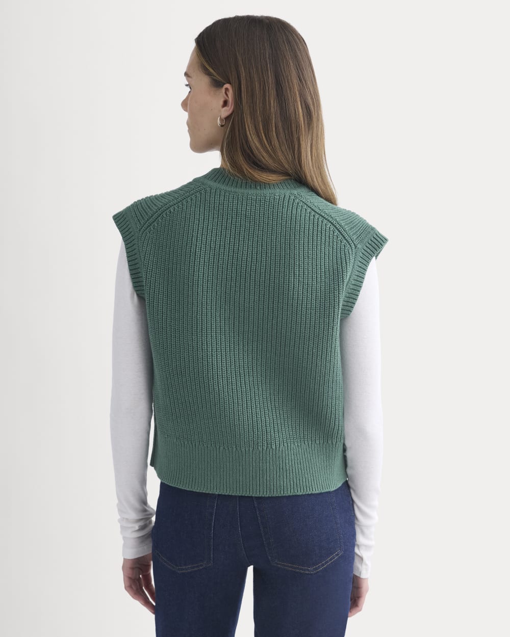 Ribbed V-Neck Vest in Everyday Cotton | Hunter Green - Image 5