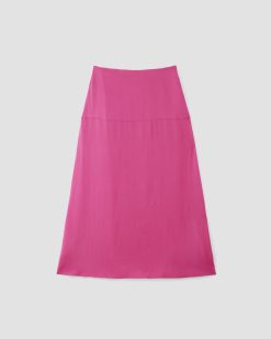 Alternative view of The Hammered Satin Slip Skirt | Fuchsia Pink