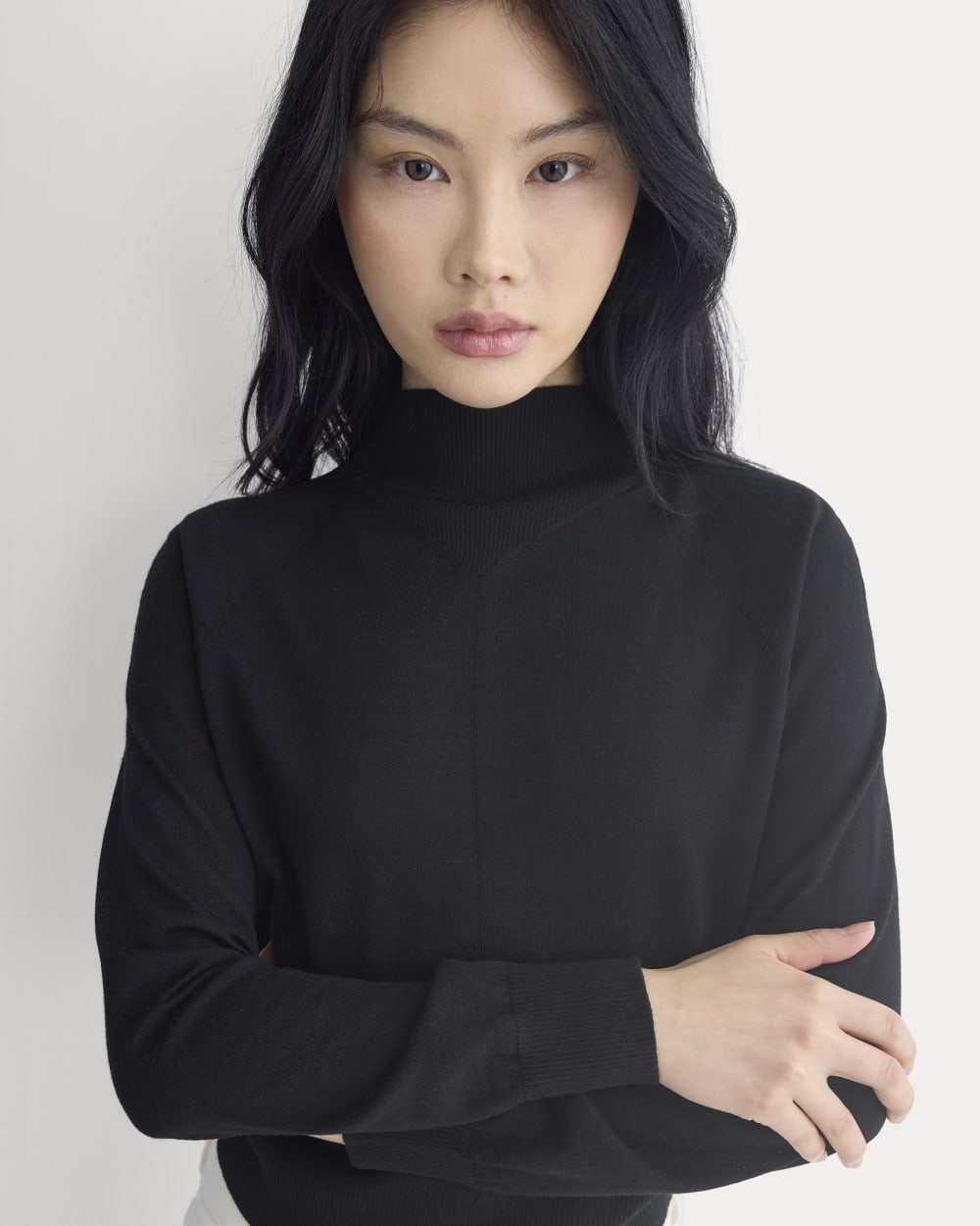 Mockneck Sweater In Ultrafine Merino | Black - Image 4