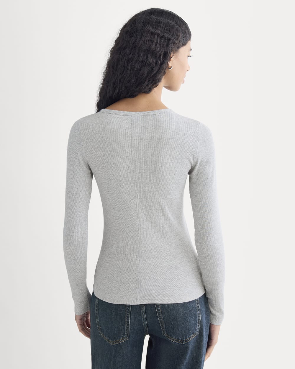 The Luxe Rib Long-Sleeve Crew | Classic Heather Grey - Image 5