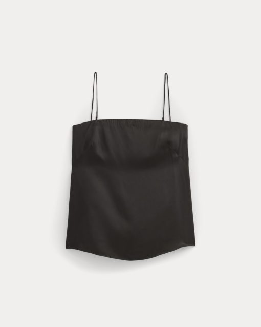 Alternative view of Thin Strap Cami in Silk Charmeuse | Black