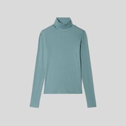 Alternative view of The Luxe Micro-Rib Turtleneck | Blue Shadow