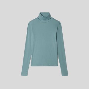 Alternative view of The Luxe Micro-Rib Turtleneck | Blue Shadow