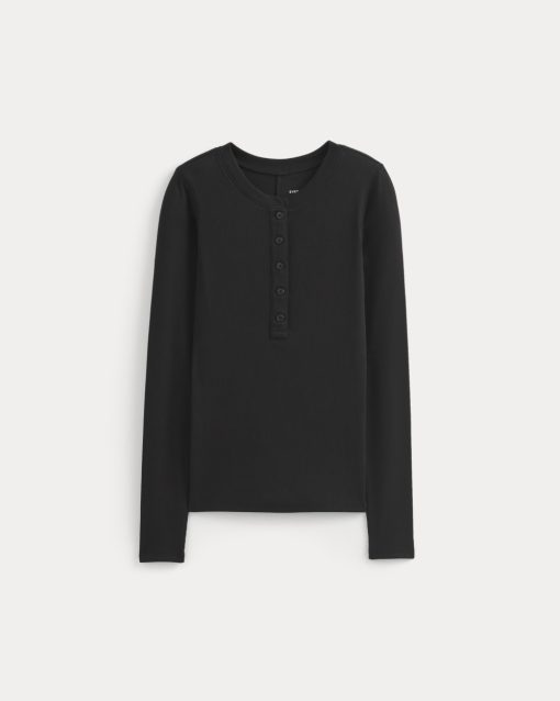 Alternative view of The Luxe Rib Henley | Black