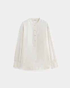 Alternative view of The Henley Shirt in Linen | White