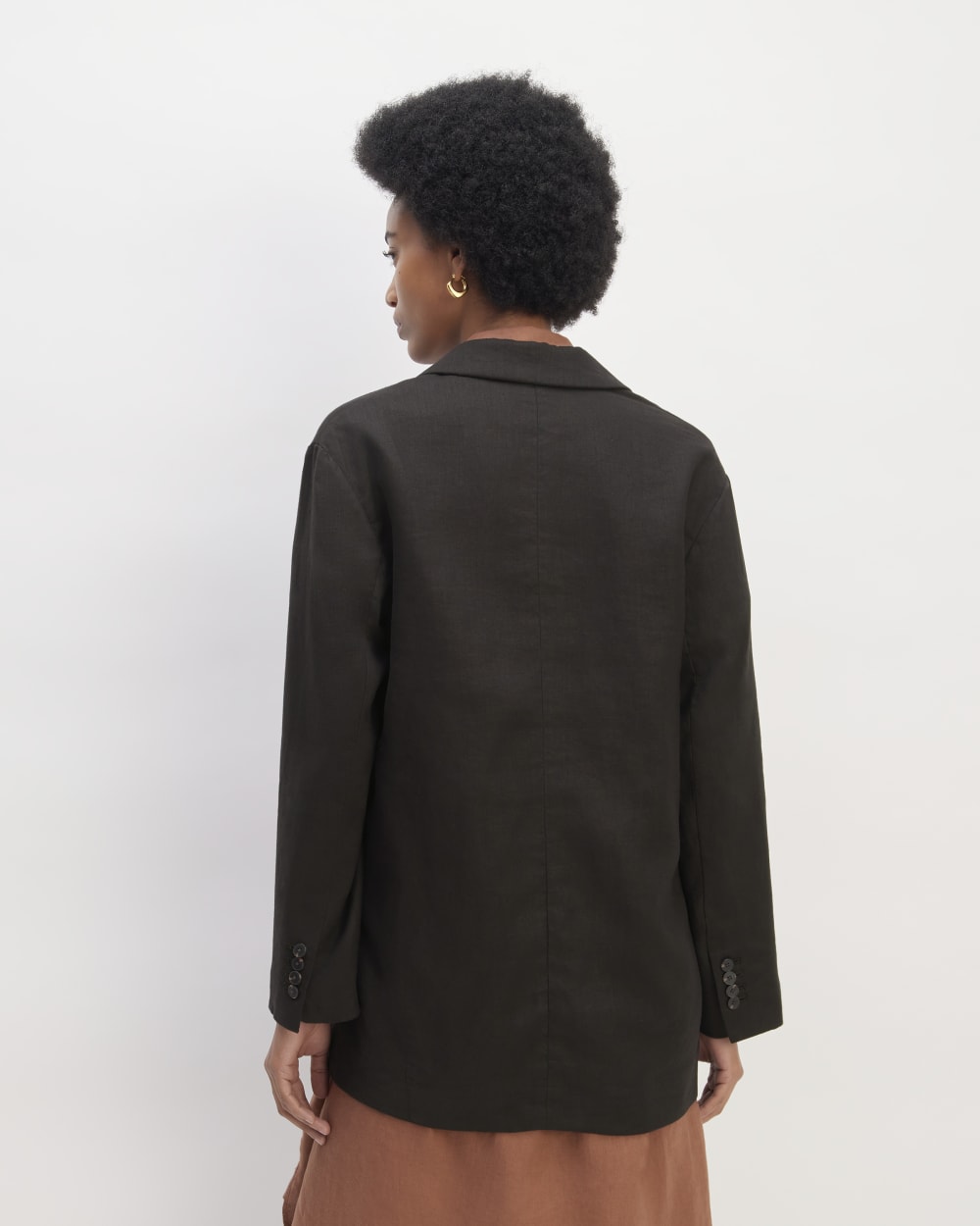 The Linen Double Breasted Blazer | Black - Image 6
