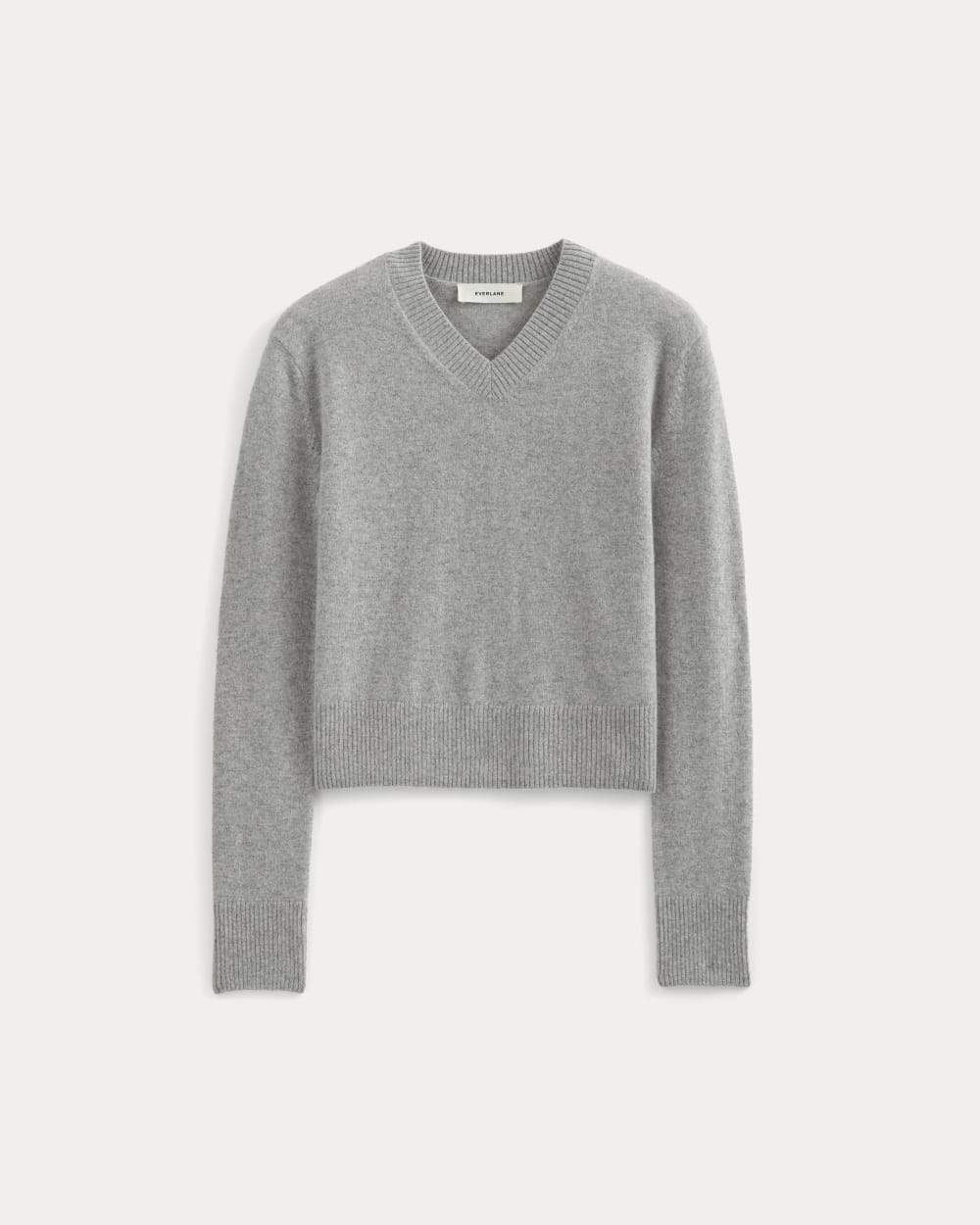 Cashmere Cropped High-V Sweater | Light Heather Grey - Image 2