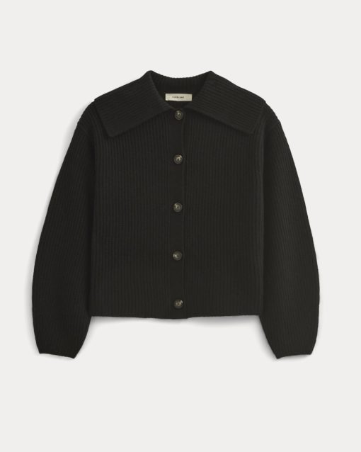 Alternative view of Fisherman Cardigan in Wool Cashmere | Black