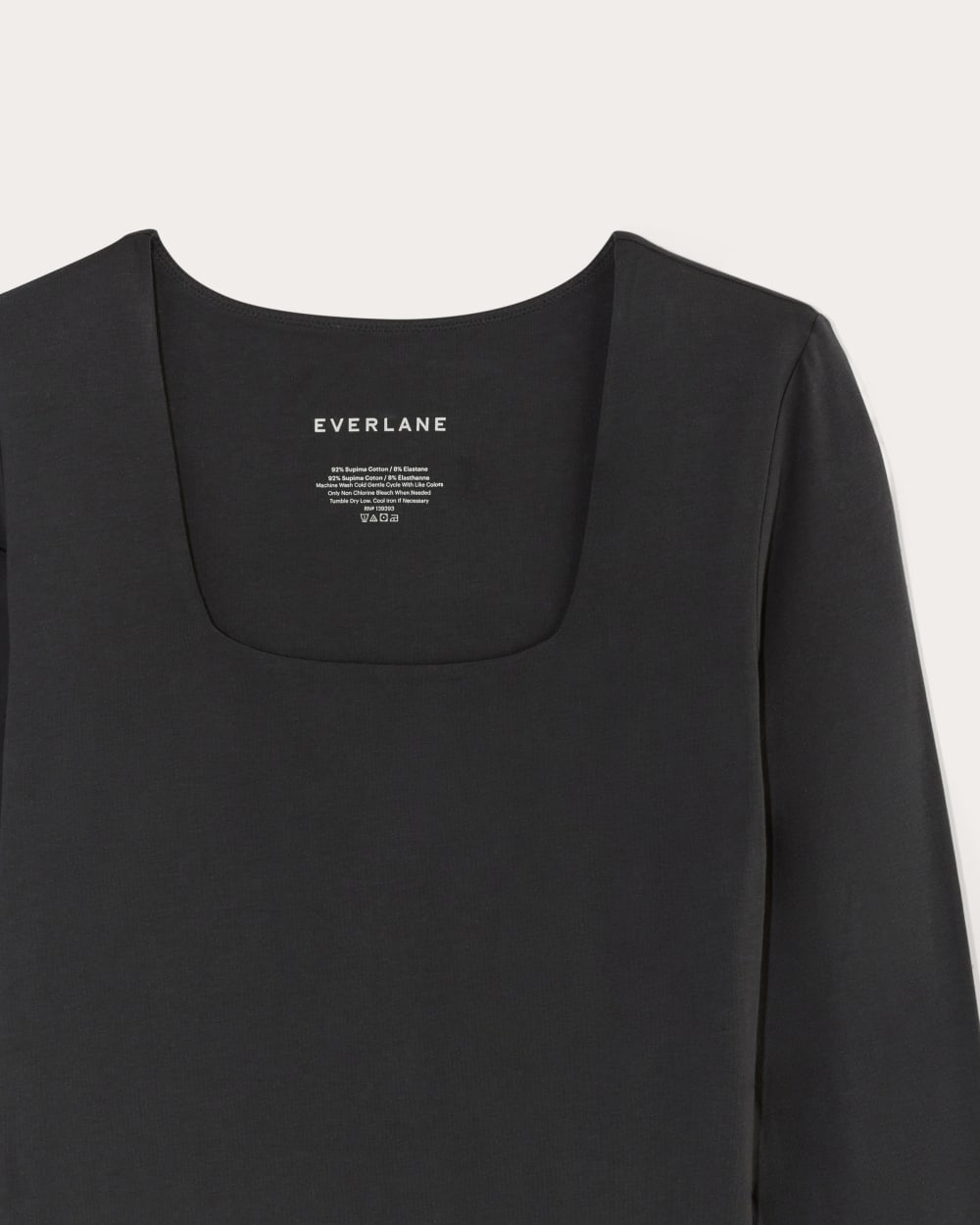 The Long-Sleeve Supima® Square-Neck Bodysuit | Black | Bikini - Image 6