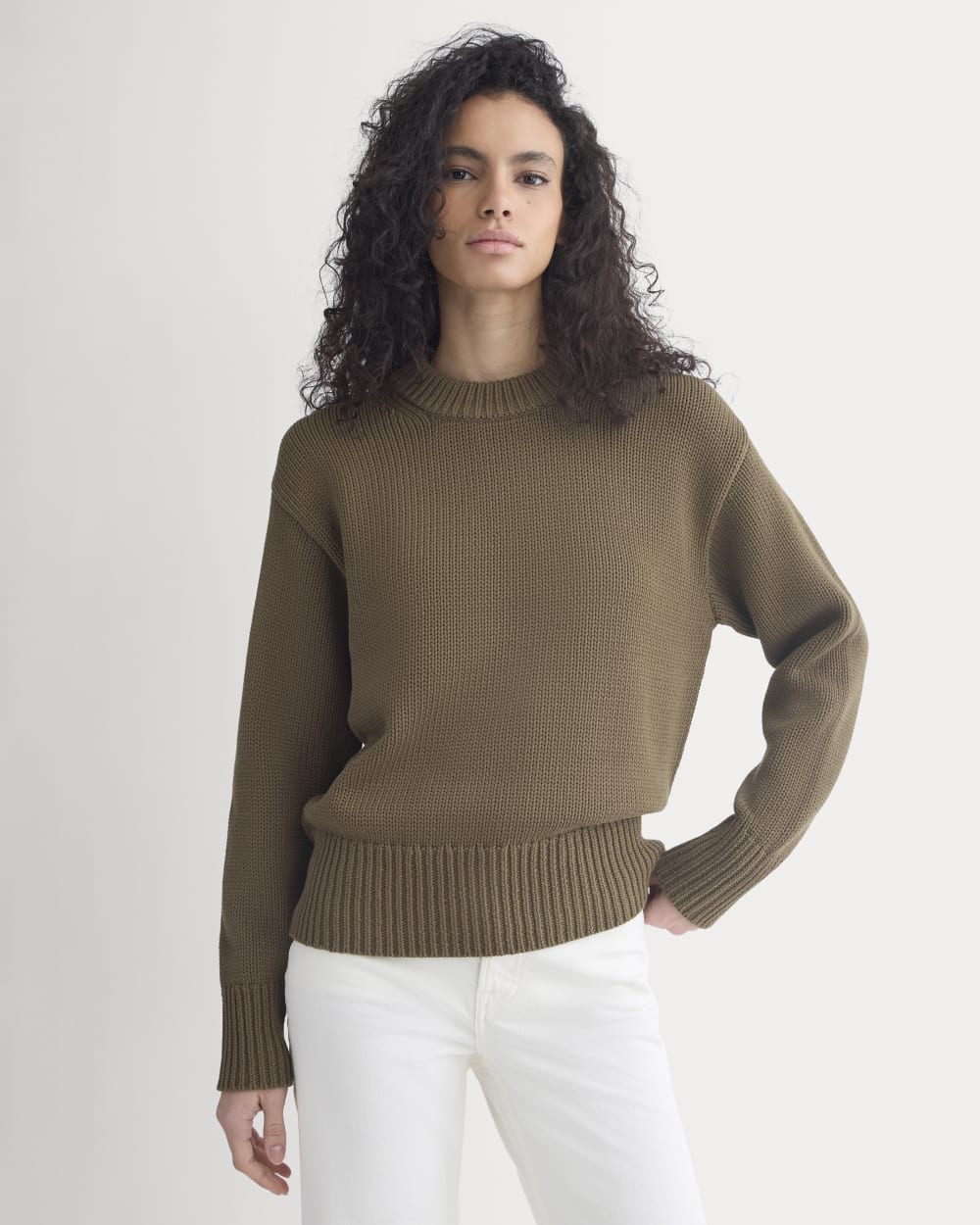 Oversized Cocoon Crew in Elevated Cotton | Beech - Image 3