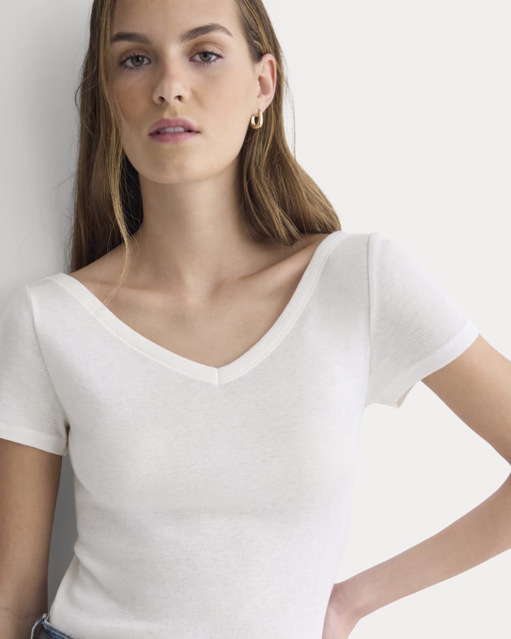 Tissue Short-Sleeve V-Neck Top | Bone - Image 4