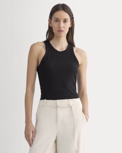 Racerback Tank in Pointelle | Black