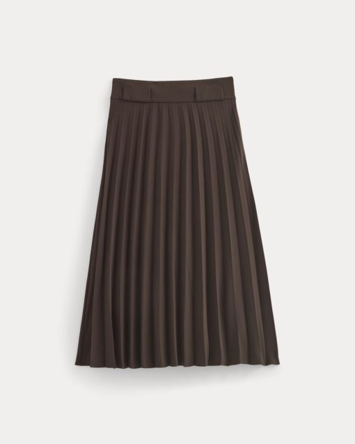 Alternative view of Pleated Crepe Midi Skirt | Dark Chocolate