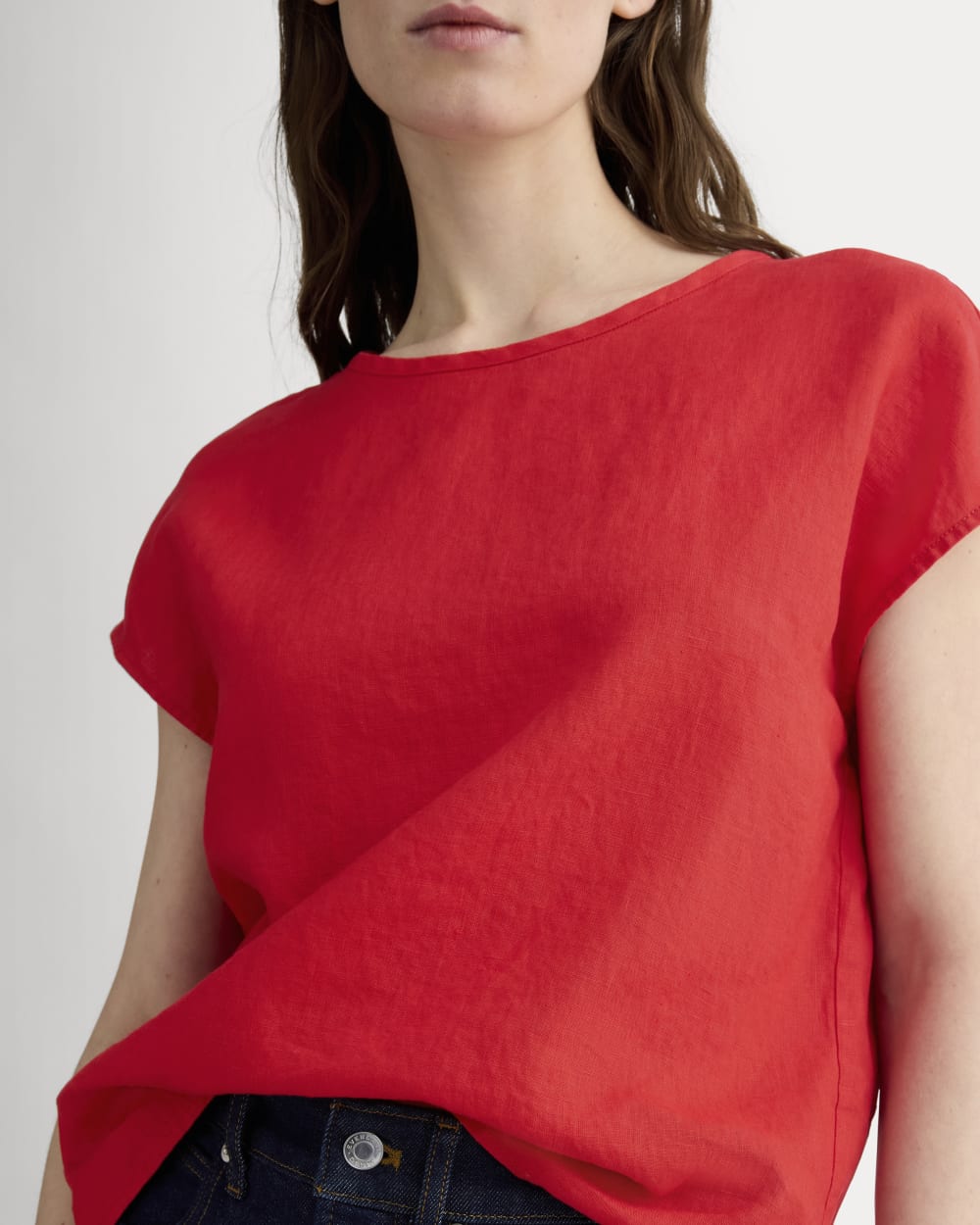 The Muscle Top in Linen | Classic Red - Image 4
