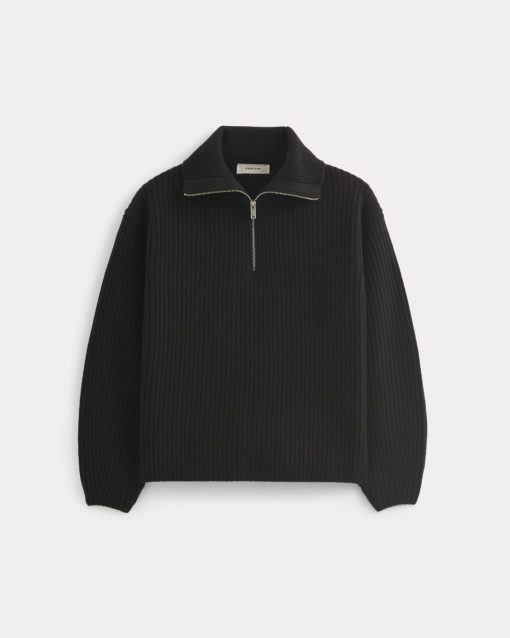 Alternative view of The Half-Zip Sweater in Luxe Merino | Black