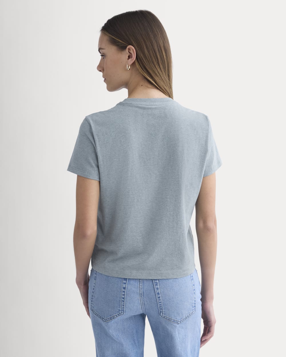 The Box-Cut Tee in Essential Cotton | Heathered Sea | No Pocket - Image 5