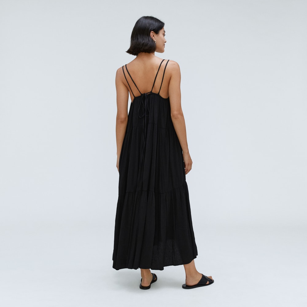 The Naia™ Ripple Tiered Maxi Dress | Black - Image 3