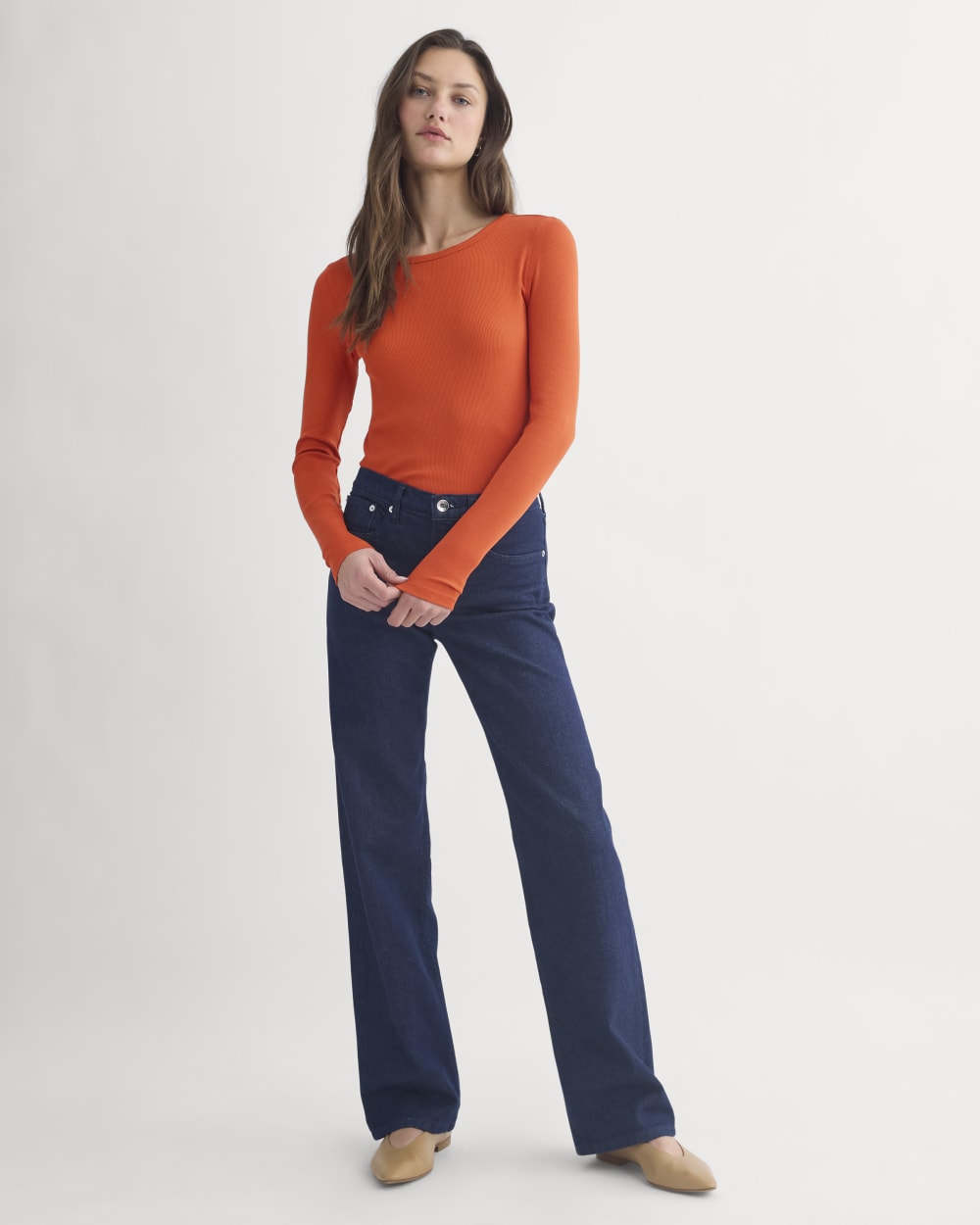 The Luxe Rib Long-Sleeve Crew | Rust - Image 3