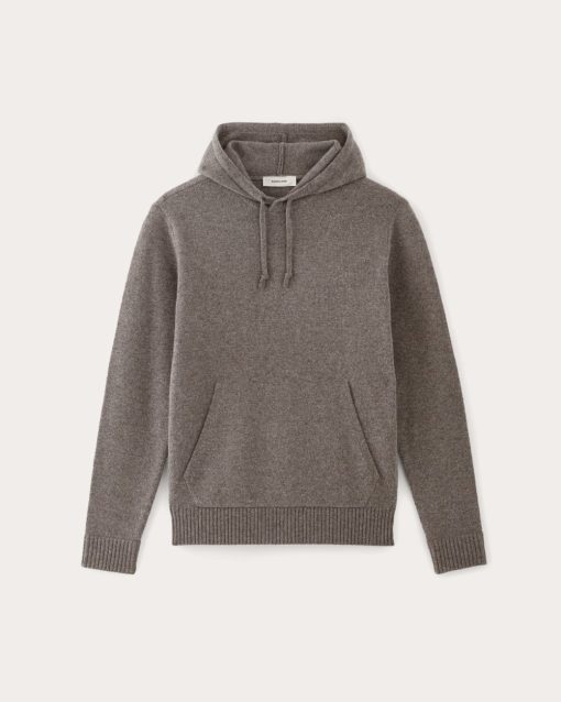 Alternative view of The Felted Merino Hoodie | Taupe Melange