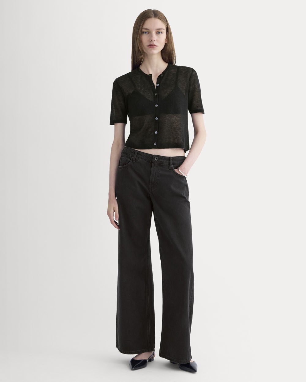 The Air Alpaca™ Short-Sleeve Cardigan | Black - Image 3