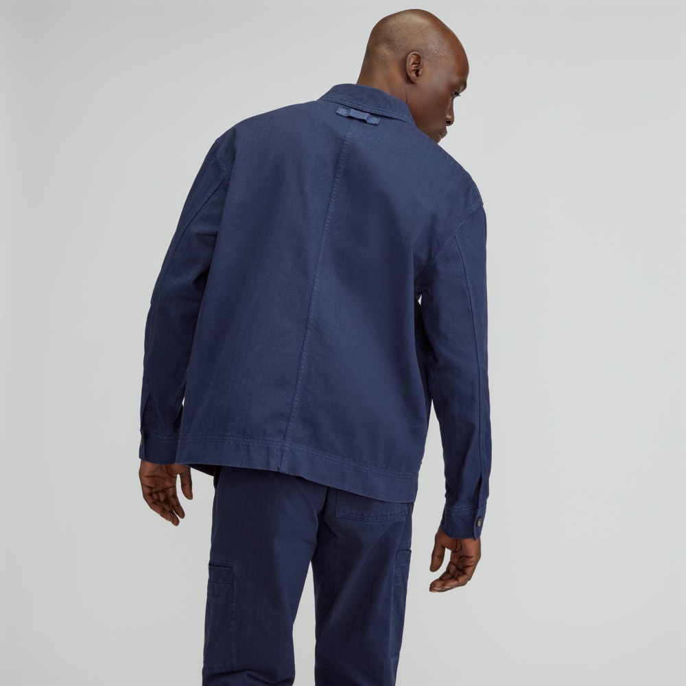 The Organic Cotton Herringbone Utility Jacket | Navy - Image 3