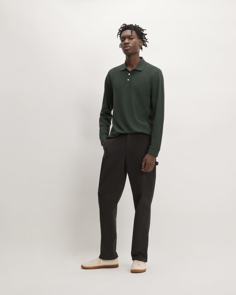 The Long-Sleeve Pique Polo | Scarab - Image 3