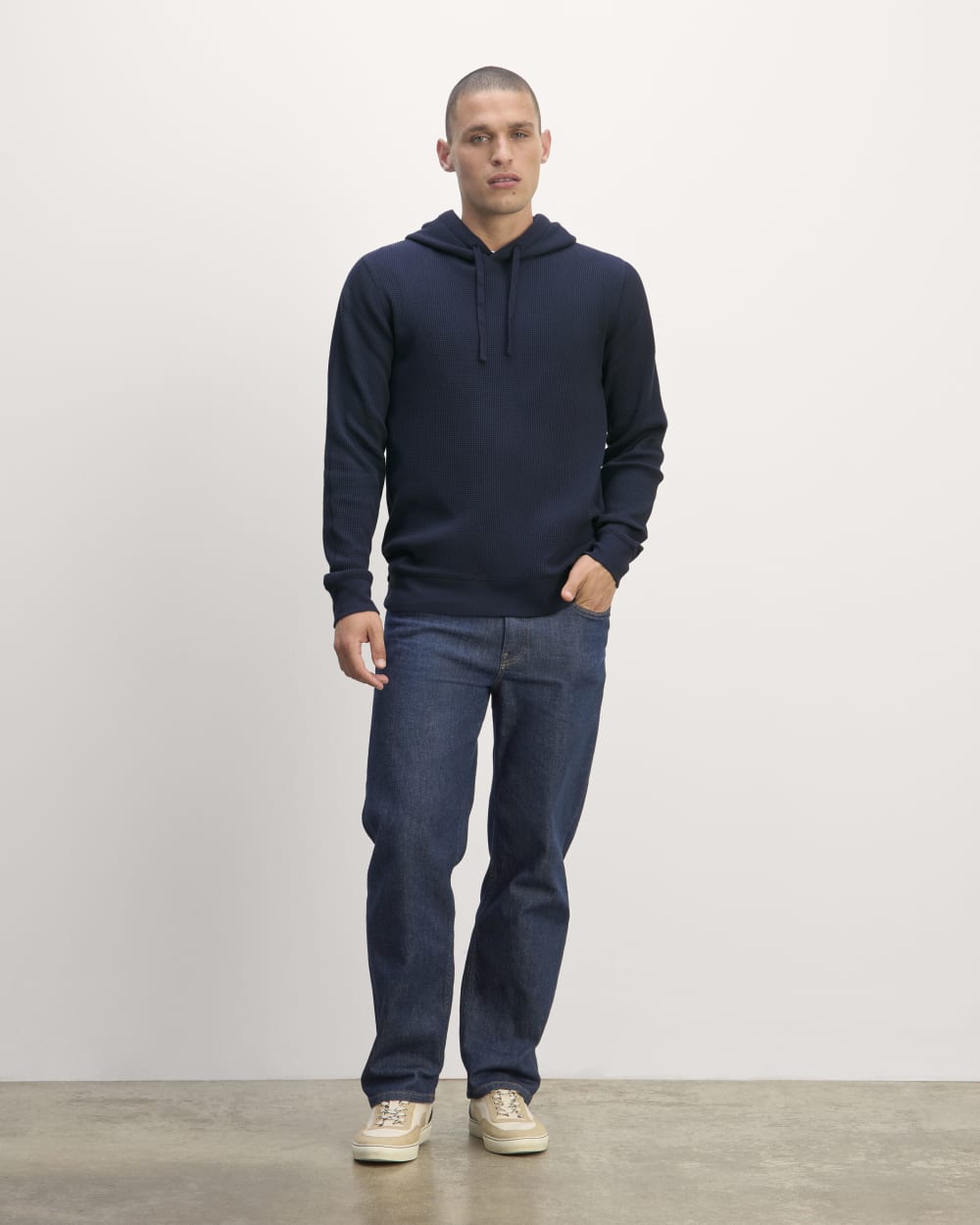 The Waffle-Knit Hoodie | Navy - Image 3