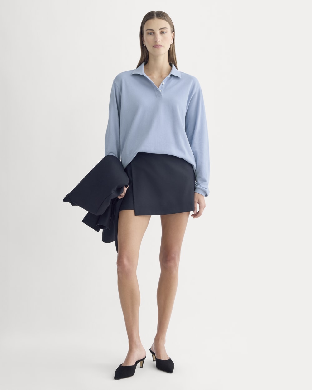 Oversized Pique Polo | Soft Blue - Image 3