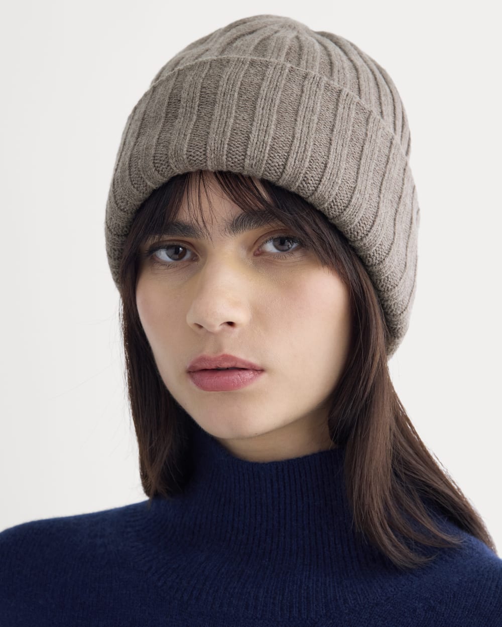 Chunky Ribbed Beanie | Taupe Melange - Image 3