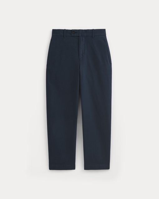 Alternative view of Cropped Slub Trouser | Deep Navy