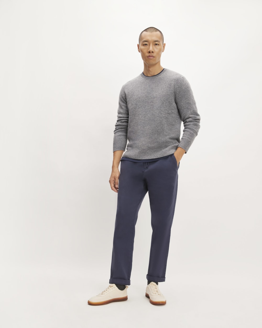 The Premium Merino Crew Neck Sweater | Heathered Mid-Grey - Image 3