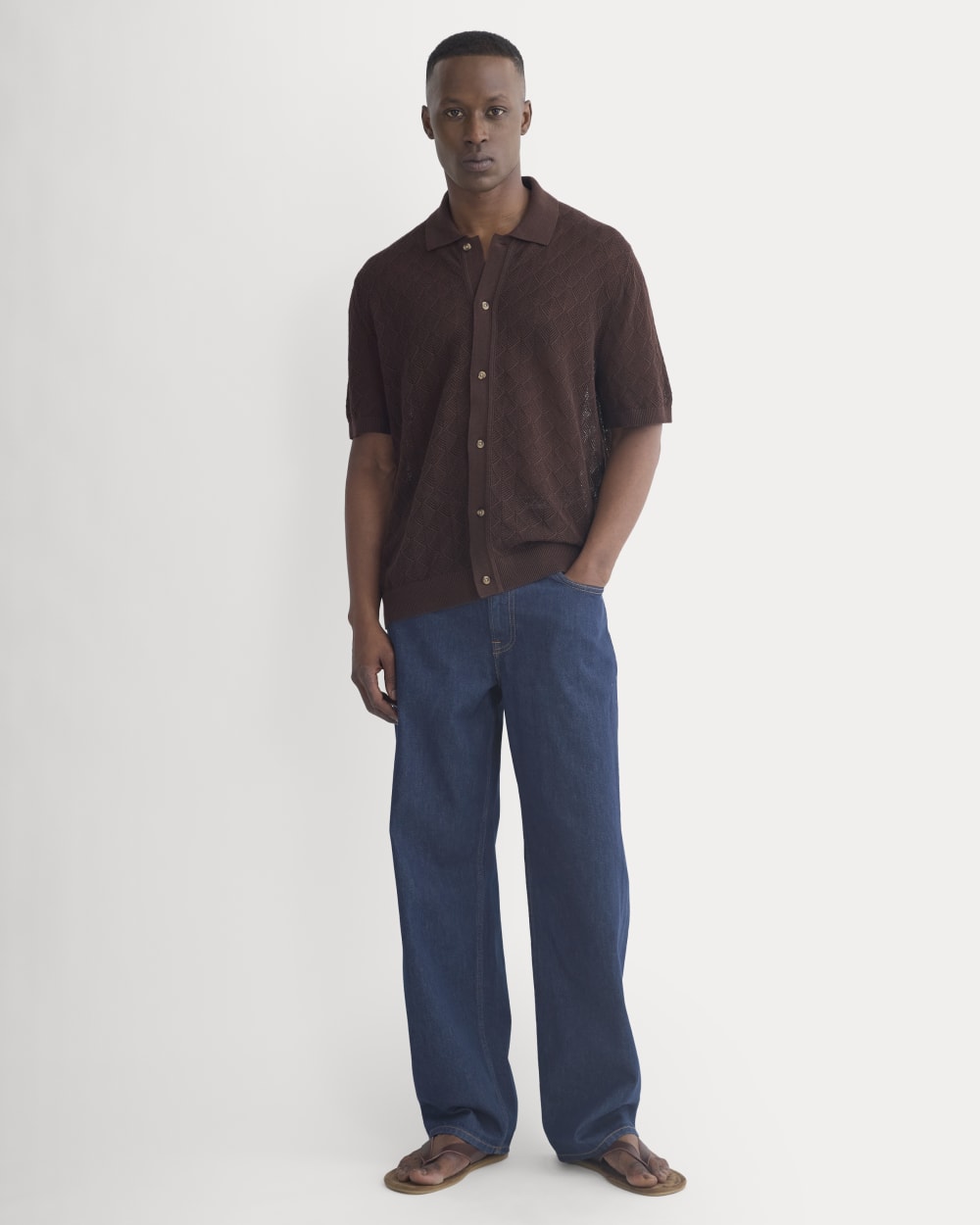 Open-Knit Resort Shirt | Coffee Bean - Image 3