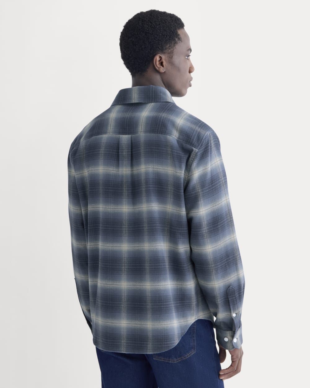 Brushed Flannel Shirt | Blue Ombre Plaid - Image 5