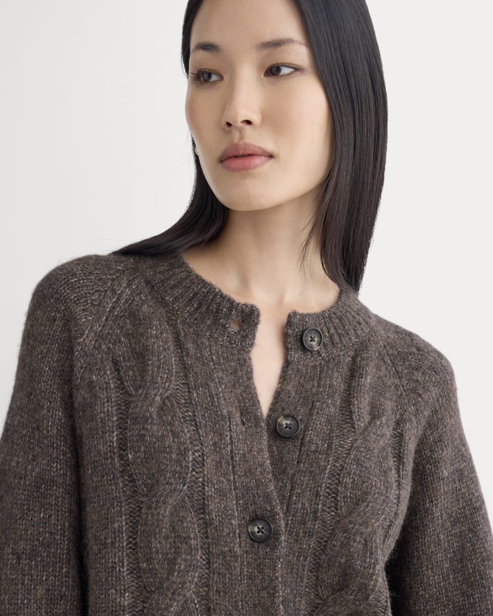 Cloud Cable Cardigan | Heathered Burgundy - Image 3