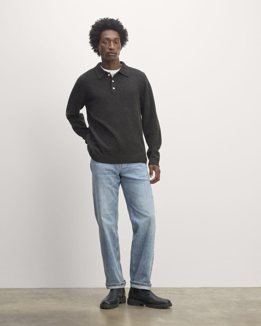 The Classic Polo in Luxe Merino | Charcoal - Image 3