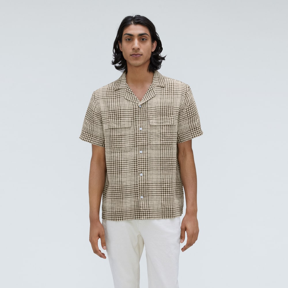 The Resort Shirt in Linen | Beech / Parchment Grid - Image 2