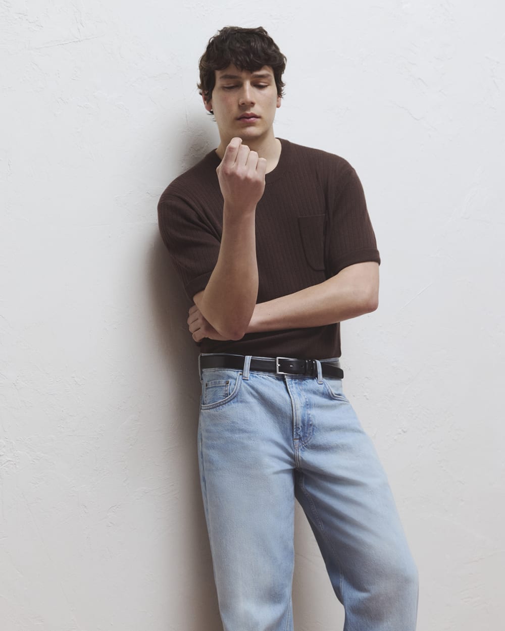 Textured Knit Tee | Coffee Bean - Image 7