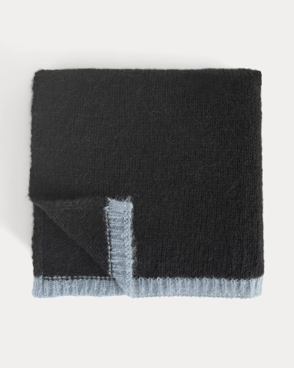 Plush Alpaca Scarf | Black/ Skyway - Image 5