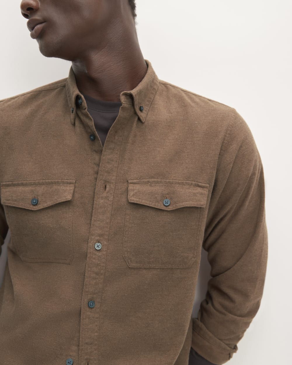 The Brushed Flannel Shirt | Heathered Cocoa Brown - Image 4