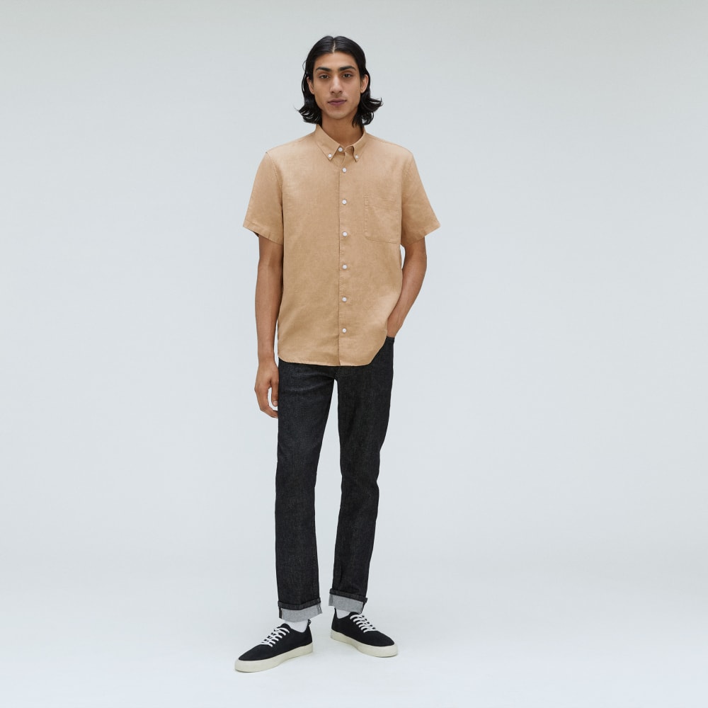 The Classic Short-Sleeve Shirt in Linen | Iced Coffee - Image 6