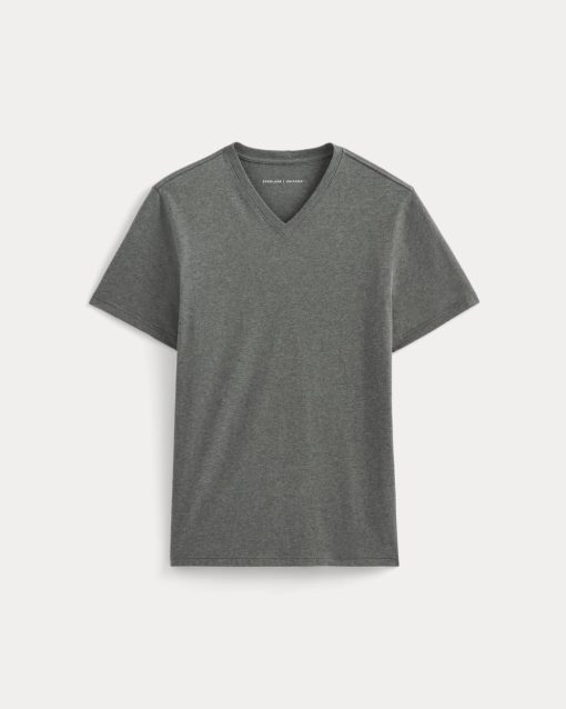 Alternative view of The Essential Organic V-Neck Tee | Heathered Charcoal
