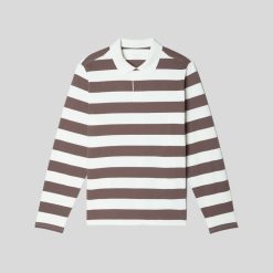 Alternative view of The Premium-Weight Rugby Shirt | Chocolate Brown / Canvas Tan