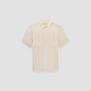 Alternative view of The Classic Short-Sleeve Shirt in Linen | Bone / Caramel