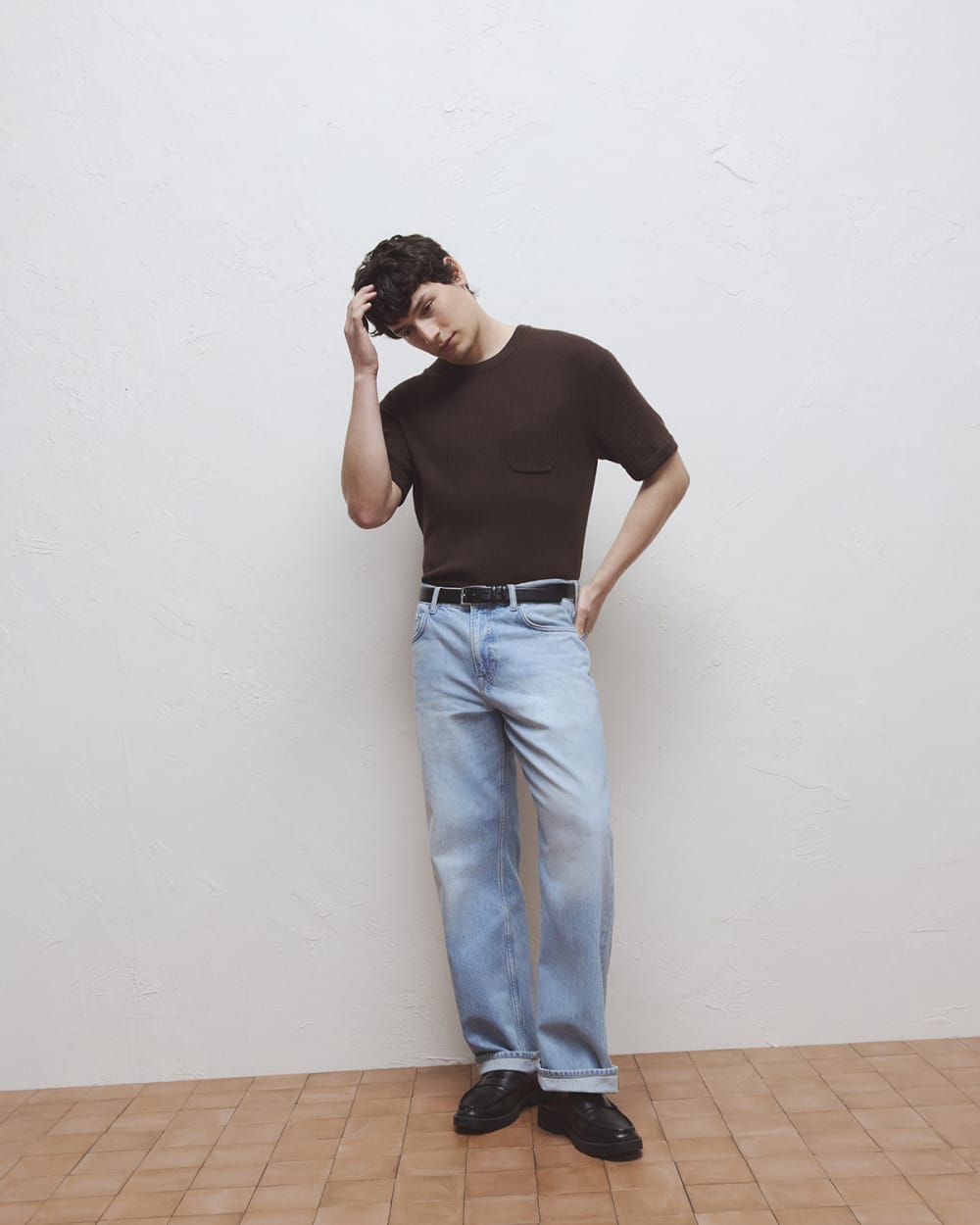 Textured Knit Tee | Coffee Bean - Image 8